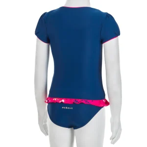 Haut de maillot de bain bébé fille tankini bleu foncé imprimé fleurs